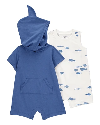 Baby 2-Pack Shark Romper Set - Blue
