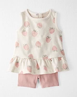 Baby Girl 2-Piece Strawberry-Print Set Made With Organic Cotton