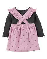 Baby 2-Piece Tee & Bow Corduroy Jumper Tights Set