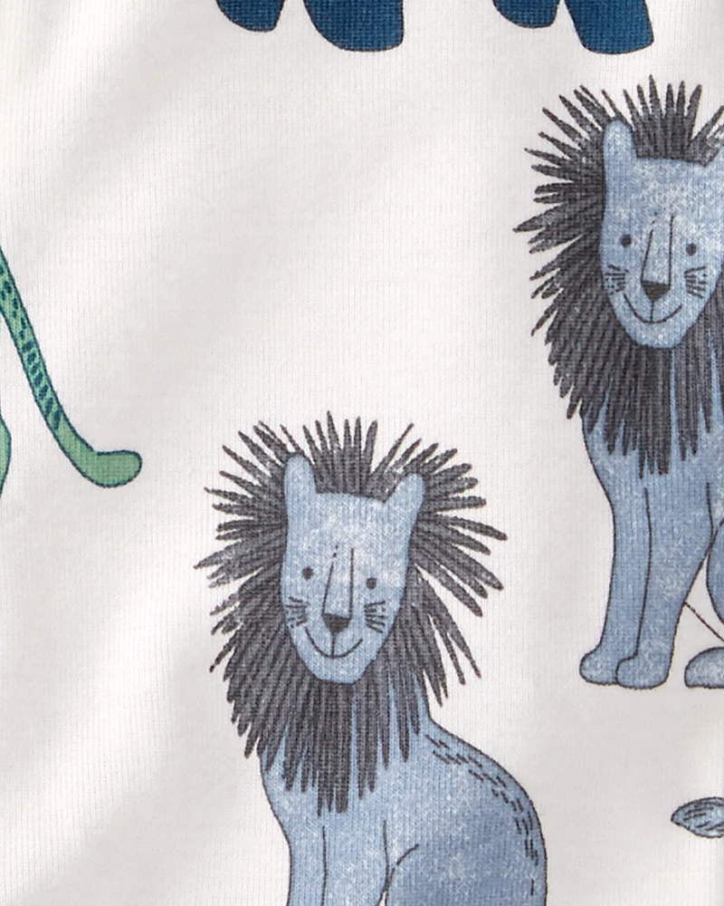Baby Organic Cotton 1-Piece Pyjamas Wildlife Print