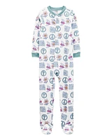 Kid 1-Piece Peace Sign Fleece Footie Pyjamas