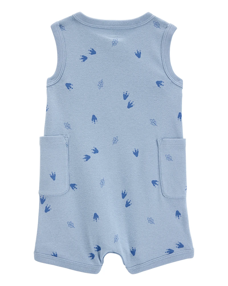 Baby Dinosaur Cotton Romper - Blue