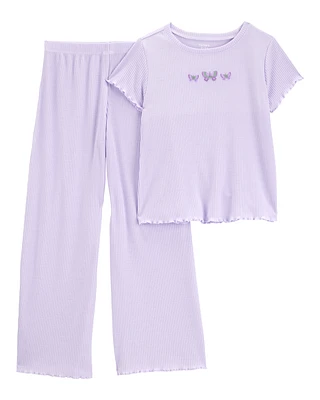 Kid 2-Piece Butterfly Loose Fit Pyjamas - Purple