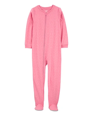 Kid 1-Piece Heart Fleece Footie Pyjamas