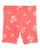 Baby Floral Bike Shorts - Orange