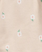 Kid Floral Pull-On French Terry Shorts - Brown