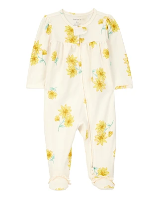 Baby Floral 2-Way Zip Cottton Sleeper