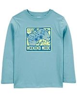 Gaming Cotton Blend Long-Sleeve Tee - Blue