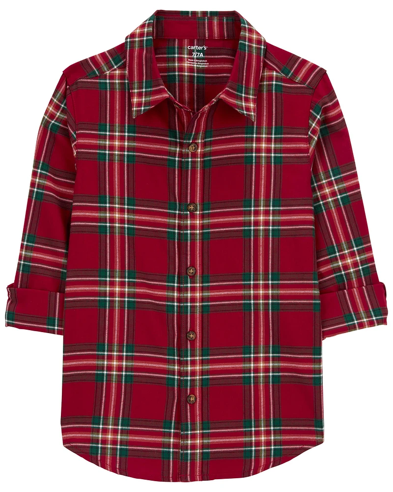 Kid Plaid Button-Down Shirt