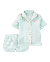 Toddler Striped Loose Fit 2-Piece Pyjamas - Mint