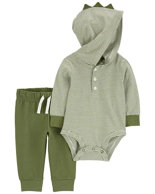 Baby 2-Piece Dinosaur Hooded Bodysuit Pant Set