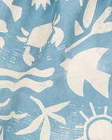 Baby 3-Piece "Beach Vibes" Rashguard Swim Trunk & Hat Set
