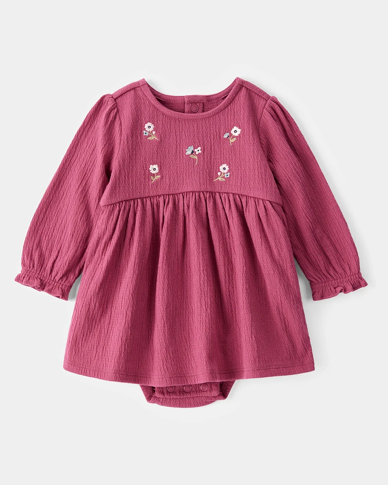 Baby Embroidered Floral Bodysuit Dress