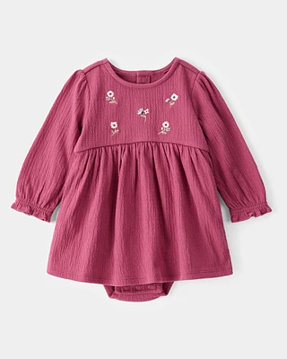 Baby Embroidered Floral Bodysuit Dress