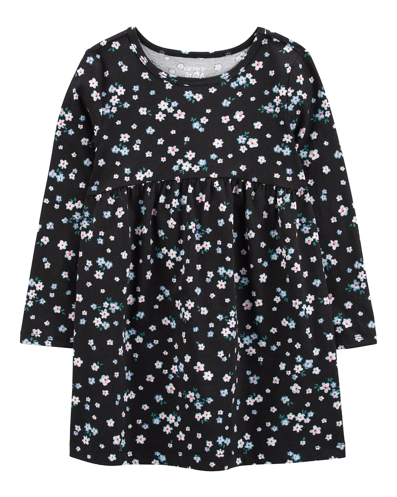 Toddler Floral Long-Sleeve Jersey Dress