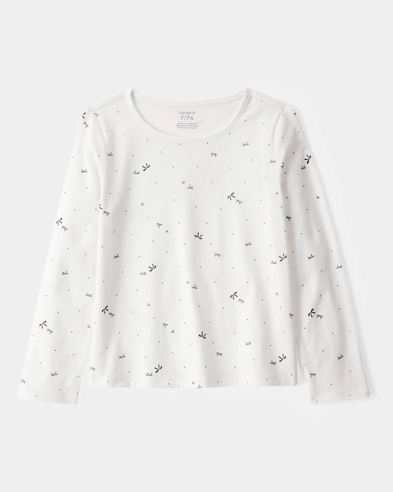 Kid 2-Piece Bow Print Tee & Tank Dress Set