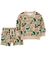 2-Piece Camo Sweatshirt & Short Set