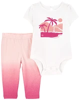 2-Piece Palm Tree Bodysuit Pant Set