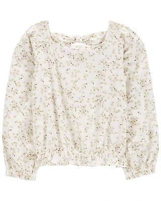 Kid Floral Twill Long-Sleeve Top