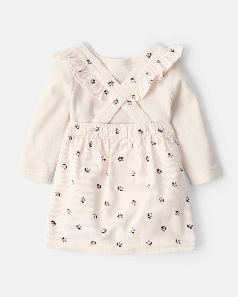 Baby Girl 3-Piece Floral Long-Sleeve Dress Set - White