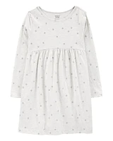 Kid Glitter Polka Dot Long-Sleeve Jersey Dress