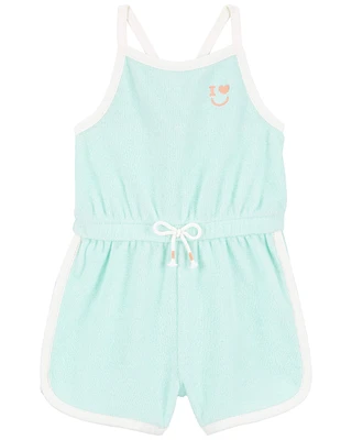 Embroidered Terry Criss-Cross Romper