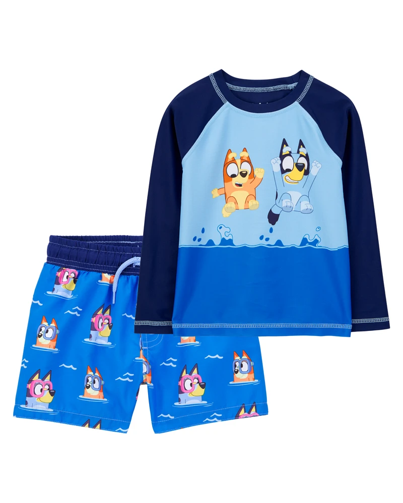 Toddler 2-Piece Bluey Rashguard & Swim Trunk Set