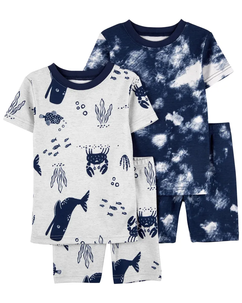 Carters - 4pc-Set - Bird Print Snug Fit Cotton Pyjama