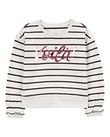 Baby Striped French Terry Long-Sleeve Pullover - Black/White