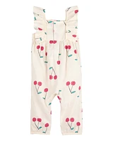 Baby Cherry Flutter Sleeves Jumpsuit-Ivory