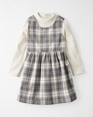 Toddler 
2-Piece Organic Cotton Herringbone Dress Set Plaid