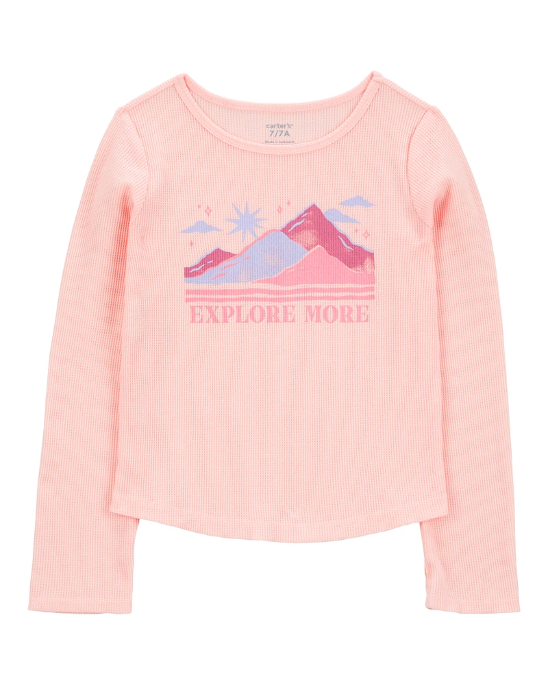 Kid Waffle Knit Long-Sleeve Tee - Pink