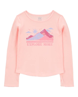 Kid Waffle Knit Long-Sleeve Tee - Pink