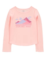 Kid Waffle Knit Long-Sleeve Tee - Pink