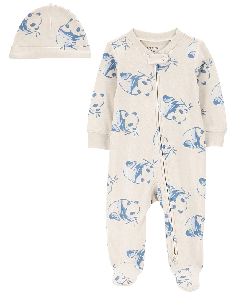 Baby Panda 2-Piece Sleeper Pyjamas and Cap Set