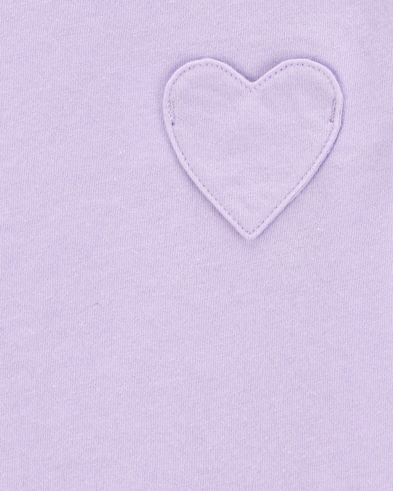 Baby Heart Pocket Short-Sleeve Fashion Top - Purple
