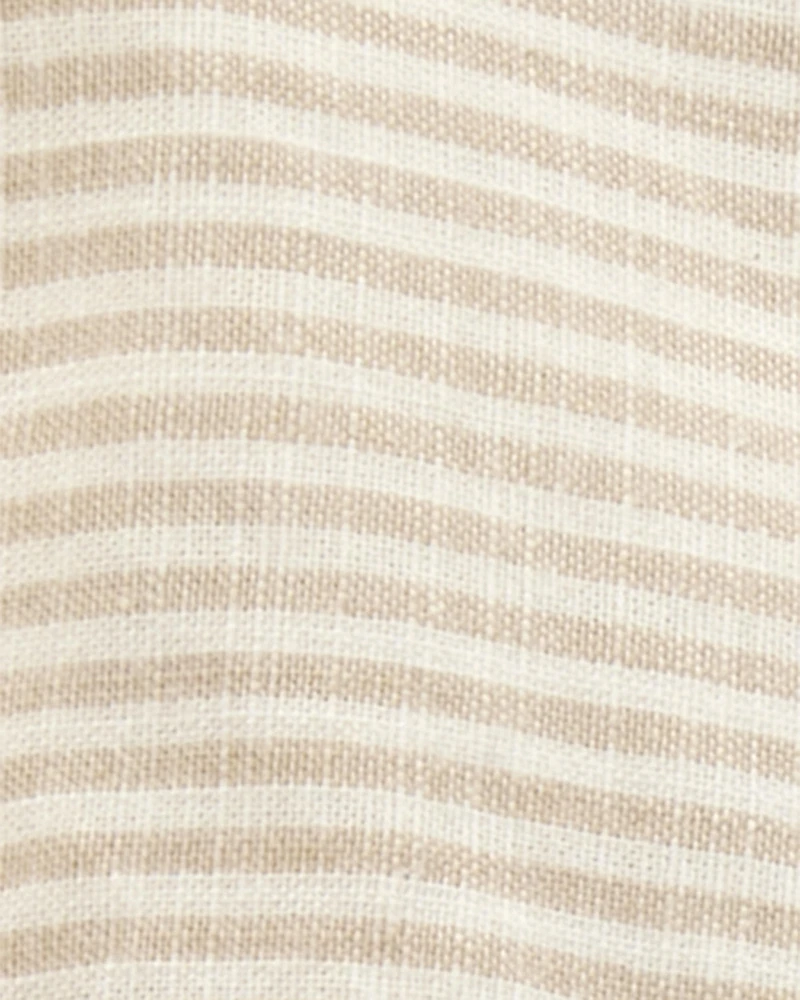 Baby Striped Cotton Dress - Tan