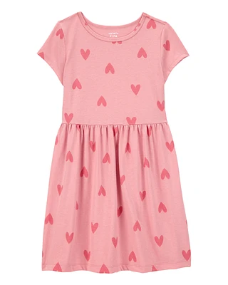 Kid Heart-Print Short-Sleeve Dress