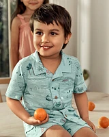 Toddler 2-Piece Button-Down Shirt & Pull-On Short Set