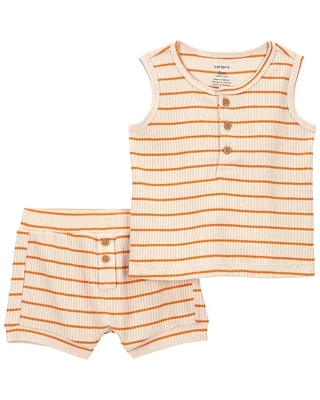 2-Piece Striped Ribbed Outfit Set