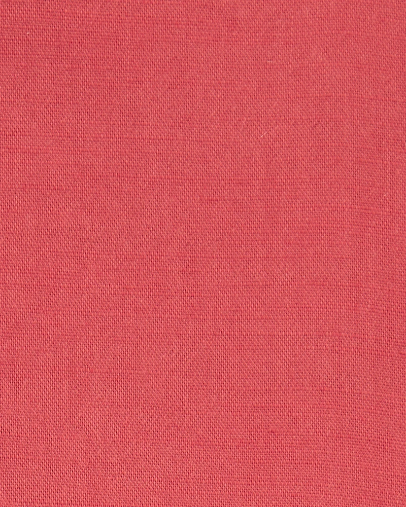 Baby Short-Sleeve Linen Look-alike Tiered Dress - Red