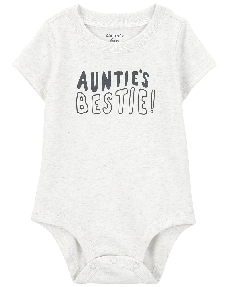 Baby Auntie's Bestie Short-Sleeve Bodysuit - Gray