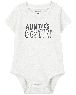 Baby Auntie's Bestie Short-Sleeve Bodysuit - Gray