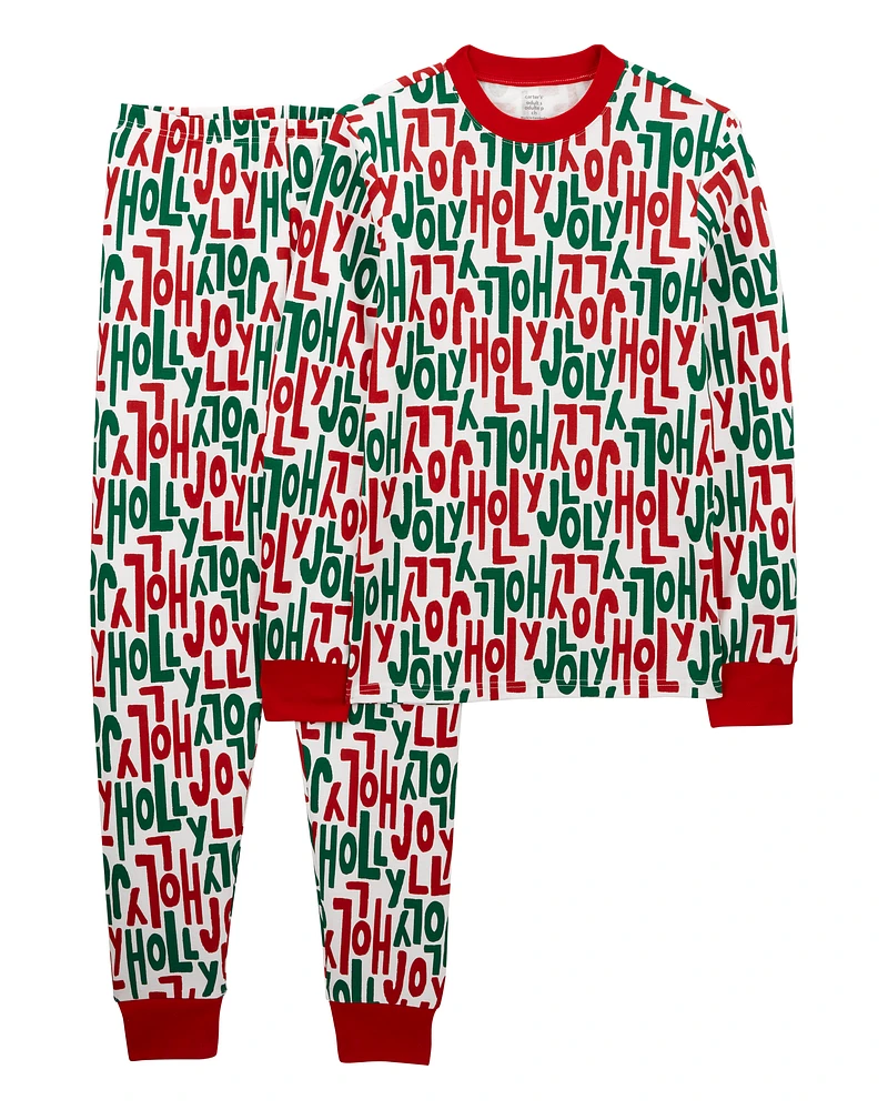 Adult 2-Piece Holly Jolly Christmas 100% Snug Fit Cotton Pyjamas