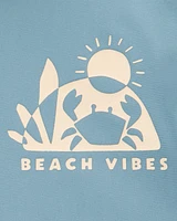 Baby 3-Piece "Beach Vibes" Rashguard Swim Trunk & Hat Set