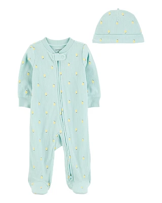 Baby 2-Piece Lemon 2-Way Zip Sleeper Pyjamas - Blue