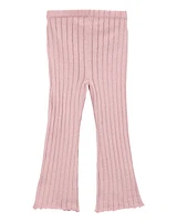 Baby Ribbed Sweater Knit Flare Pants - Pink