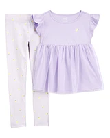 Kid 2-Piece Lemon Tulle Top & Legging Set - Purple
