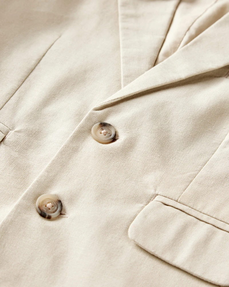 Toddler Linen Suit Jacket Made With Organic Cotton - Khaki