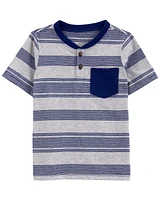 Toddler Striped Pocket Henley Tee